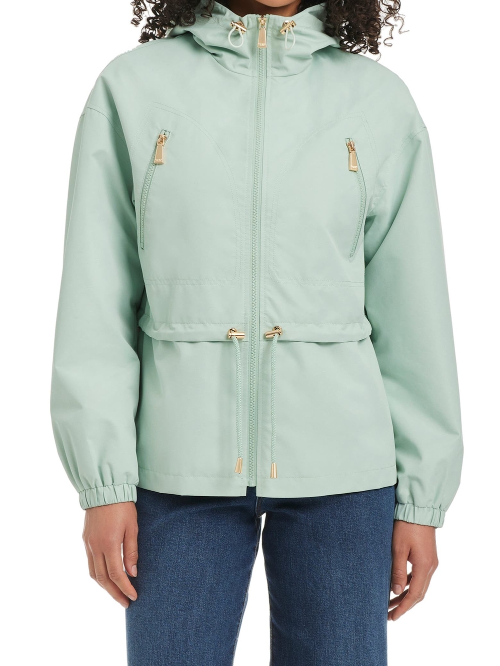 kate spade Mint Green Hooded Utility Jacket with Gold Hardware